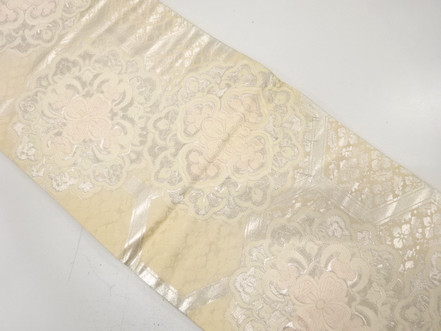 JAPANESE KIMONO / ANTIQUE FUKURO OBI / SILK / WOVEN FLOWER CREST